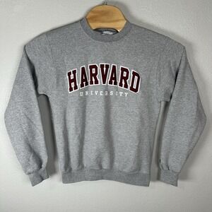 Harvard University Sweatshirt Size Small Gray Champion Eco Fleece Crewneck